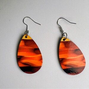 Elegant Orange and Brown Teardrop Earrings